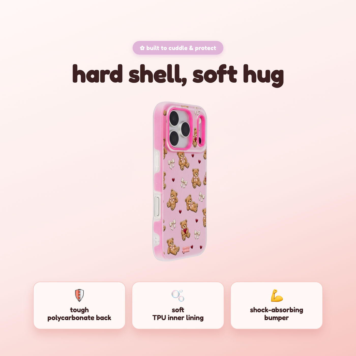 Teddy Bow Heart Repeat Pop iPhone Case