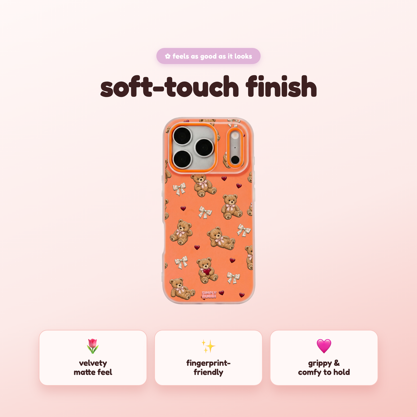 Teddy Bow Heart Repeat Pop iPhone Case – product view 5