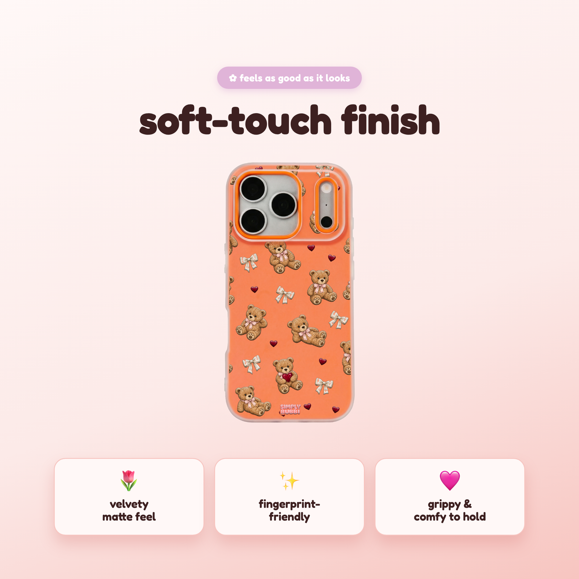 Teddy Bow Heart Repeat Pop iPhone Case – product view 5