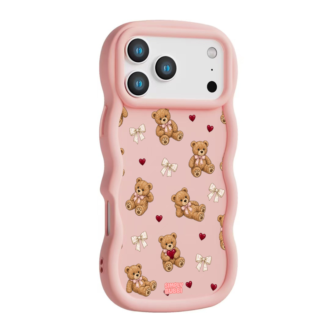 Teddy Bow Heart Repeat Wavy iPhone Case – product view 9