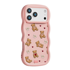 Teddy Bow Heart Repeat Wavy iPhone Case – Blush