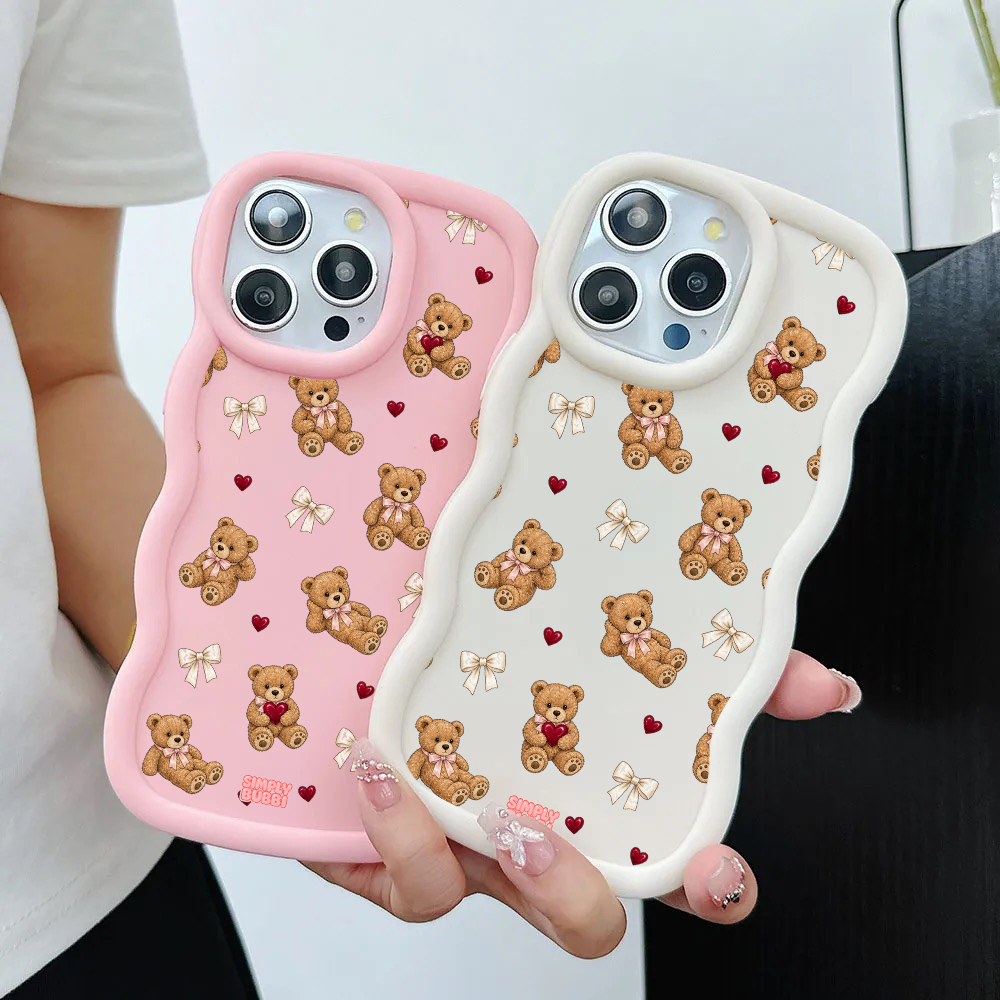 Teddy Bow Heart Repeat Wavy iPhone Case – product view 2
