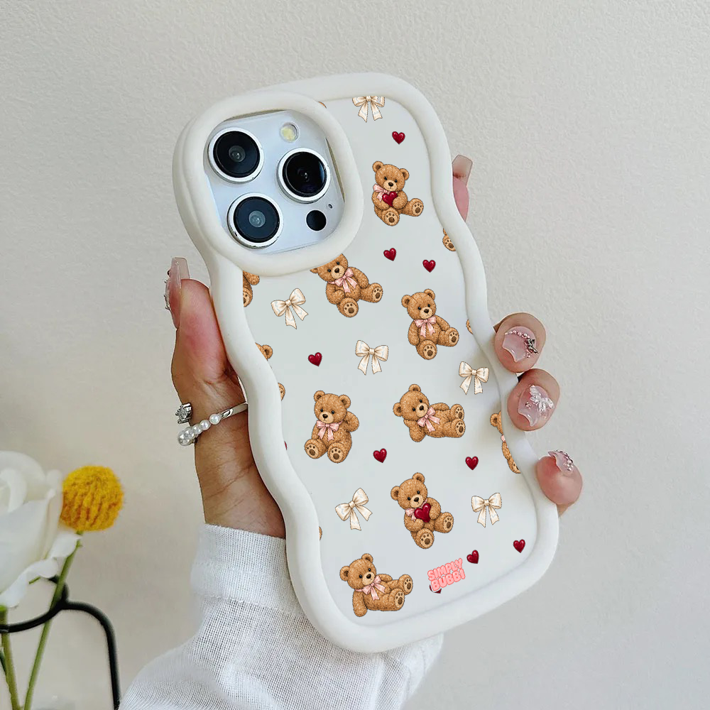 Teddy Bow Heart Repeat Wavy iPhone Case – product view 4