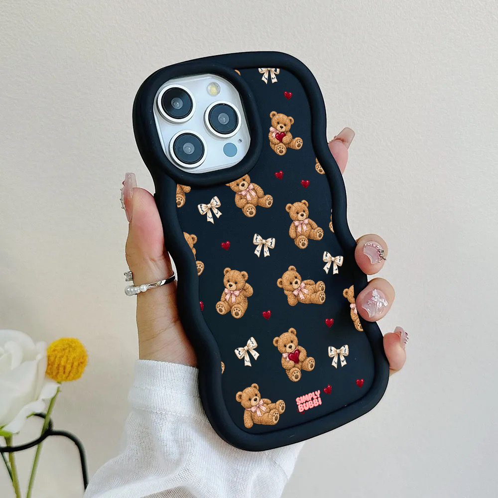 Teddy Bow Heart Repeat Wavy iPhone Case – product view 5