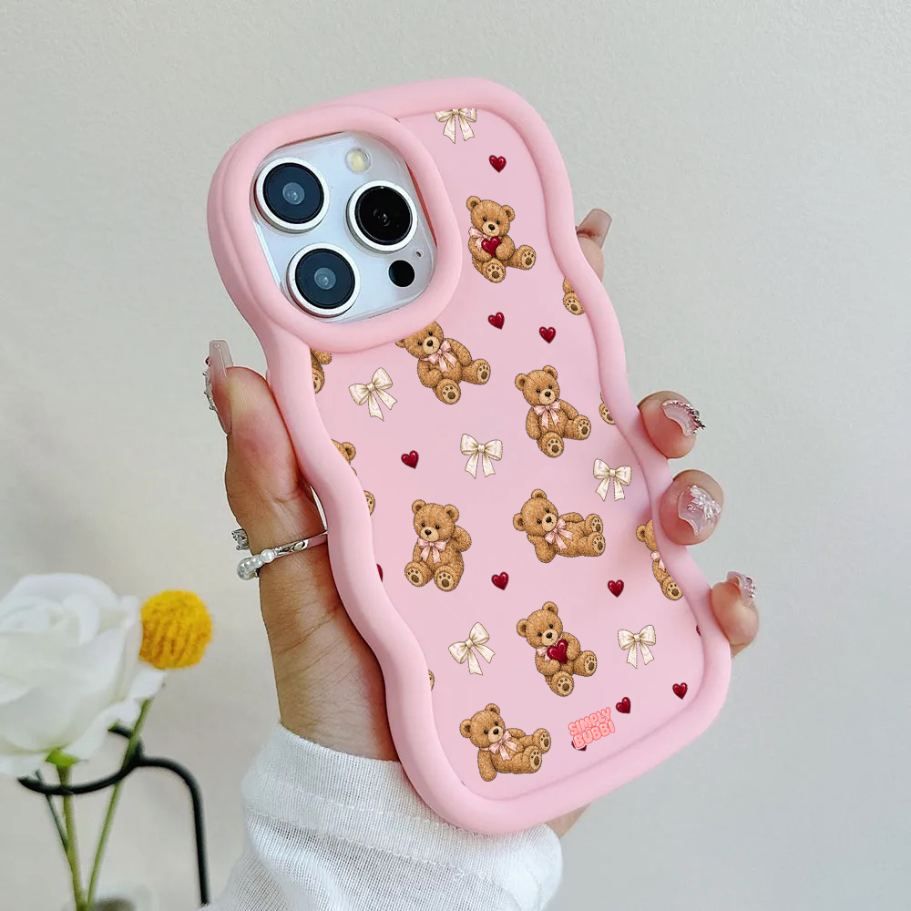 Teddy Bow Heart Repeat Wavy iPhone Case – product view 6