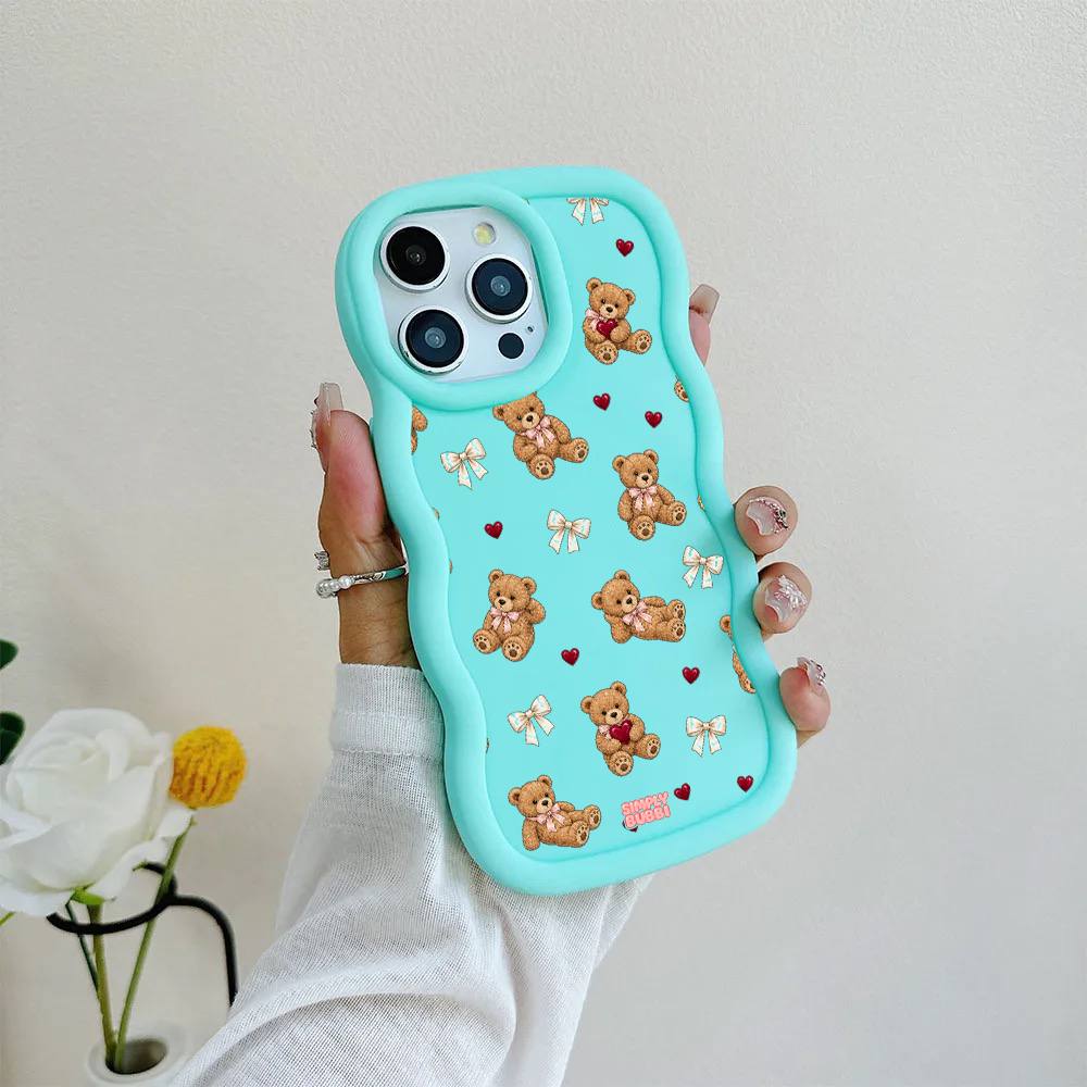 Teddy Bow Heart Repeat Wavy iPhone Case – product view 7
