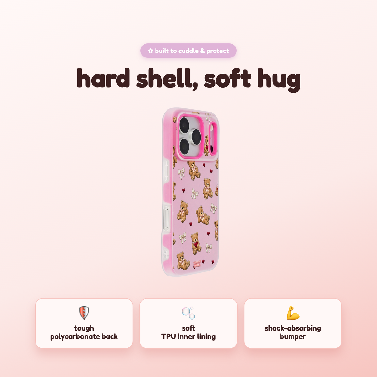 Teddy Hearts Pop iPhone Case
