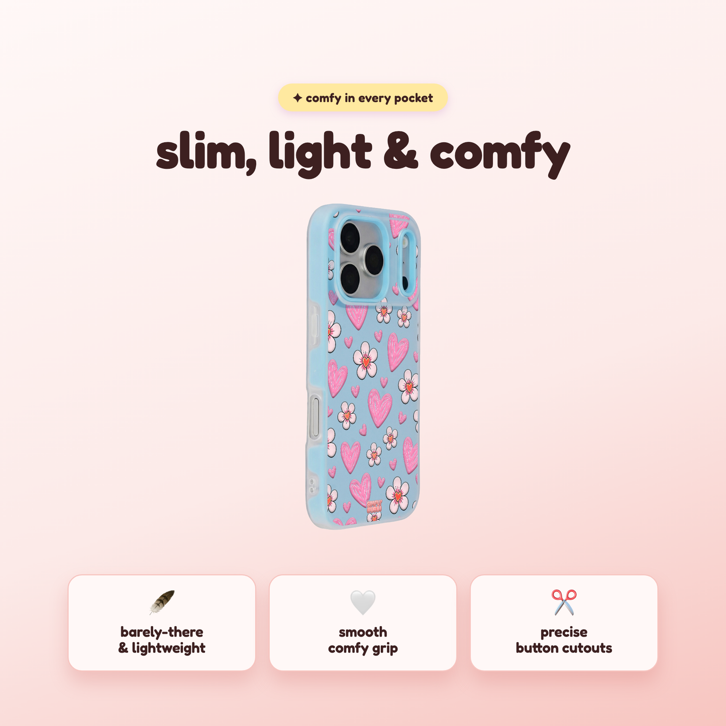 Pink Heart Daisy Repeat Pop iPhone Case – product view 4