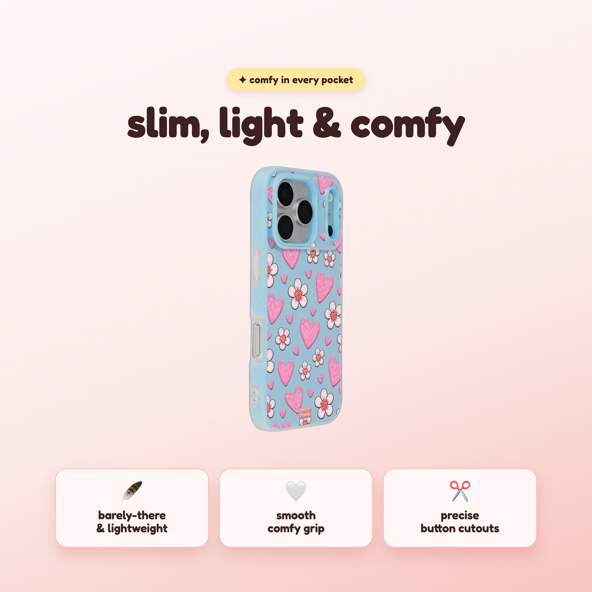 Pink Heart Daisy Repeat Pop iPhone Case – product view 4