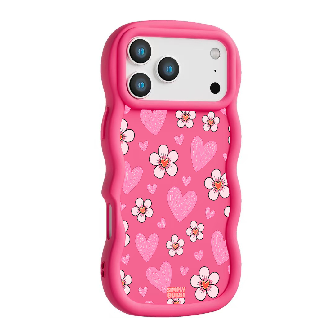 Pink Heart Daisy Repeat Wavy iPhone Case – product view 10