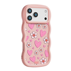 Pink Heart Daisy Repeat Wavy iPhone Case – Blush
