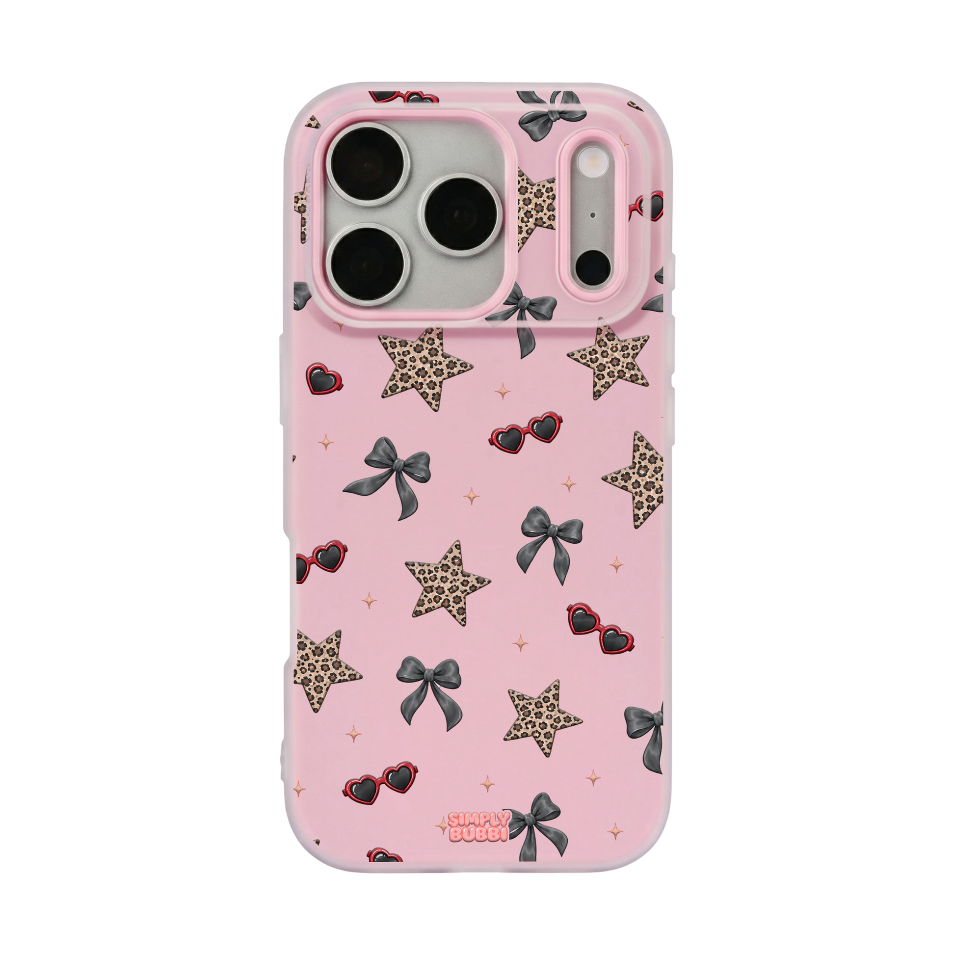 Leopard Star Bow Repeat Pop iPhone Case – Blush color