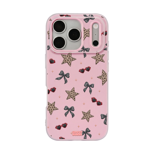 Leopard Star Bow Repeat Pop iPhone Case – Blush color