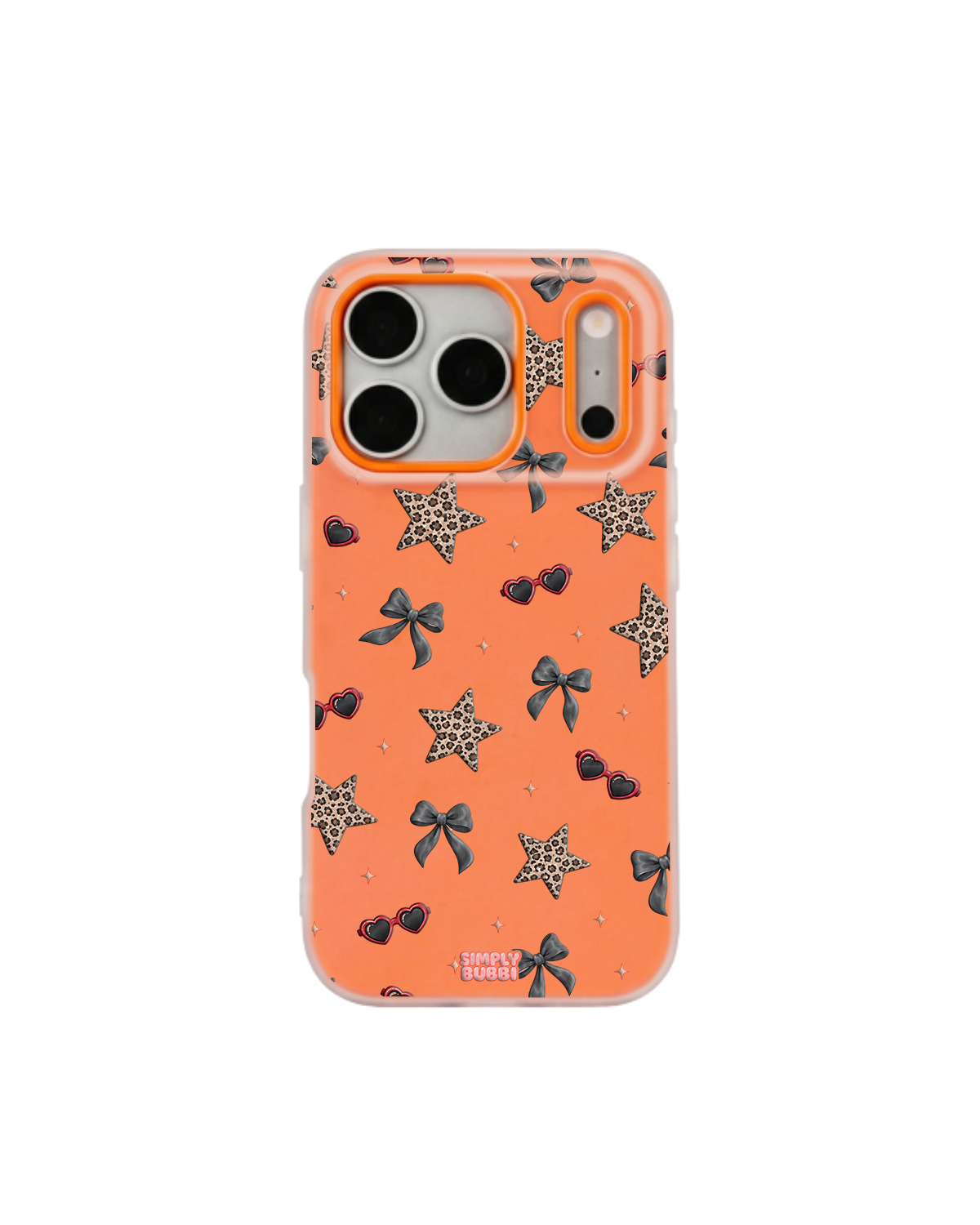 Leopard Star Bow Repeat Pop iPhone Case – Orange color