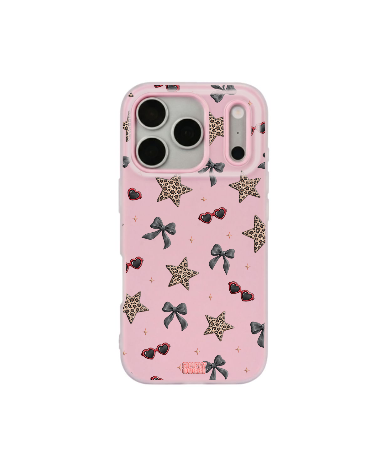 Leopard Star Bow Repeat Pop iPhone Case – Pink color