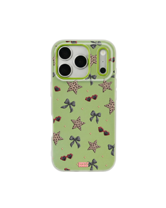 Leopard Star Bow Repeat Pop iPhone Case – Lime