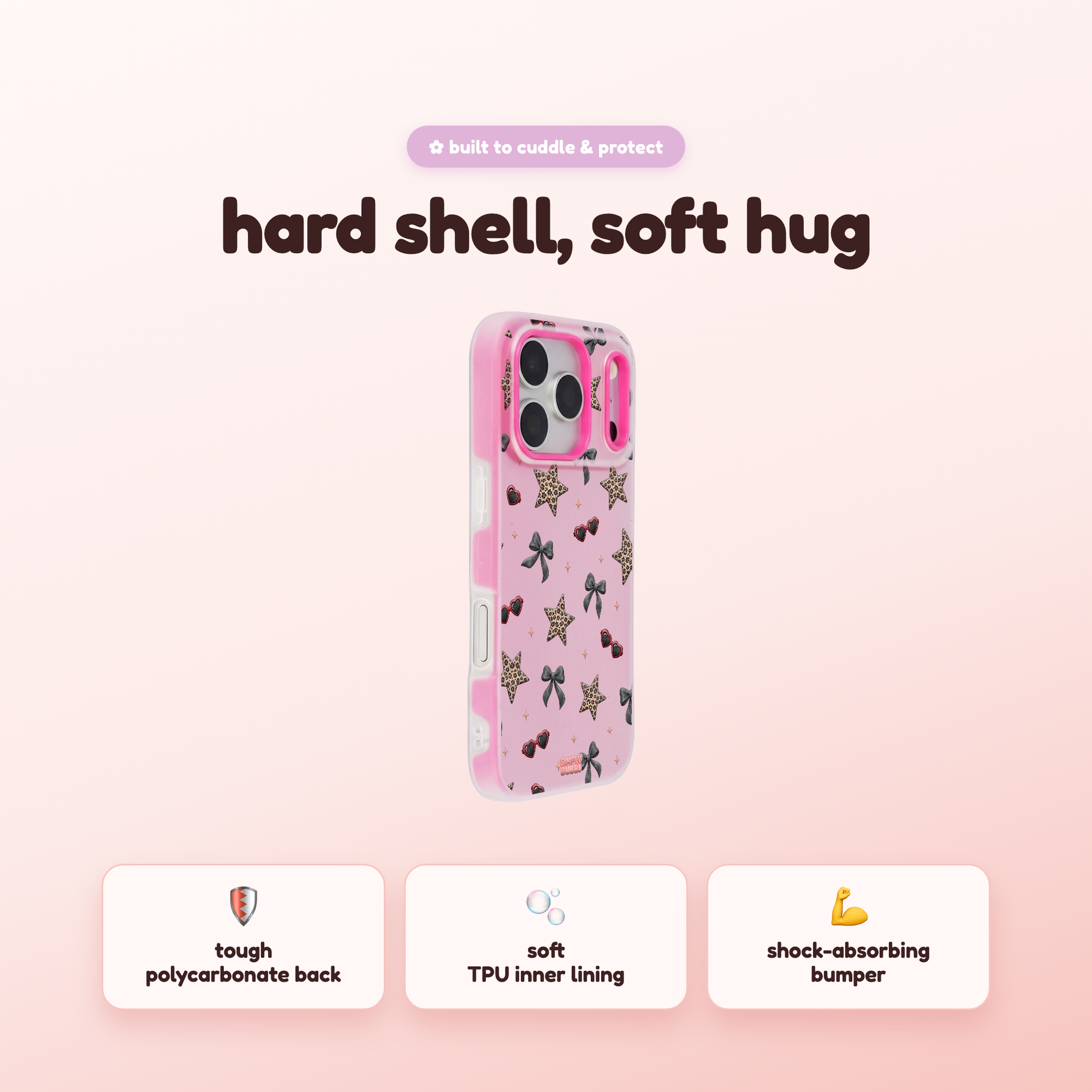 Leopard Star Bow Repeat Pop iPhone Case – product view 2