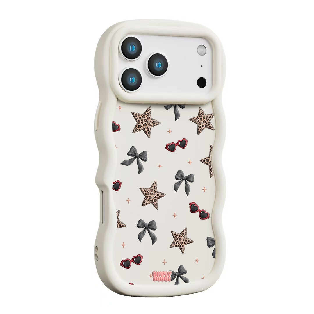Leopard Star Bow Repeat Wavy iPhone Case – Cream color
