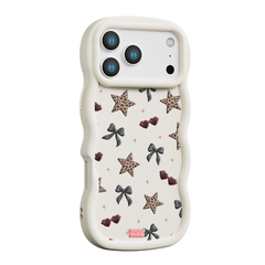 Leopard Star Bow Repeat Wavy iPhone Case – Cream