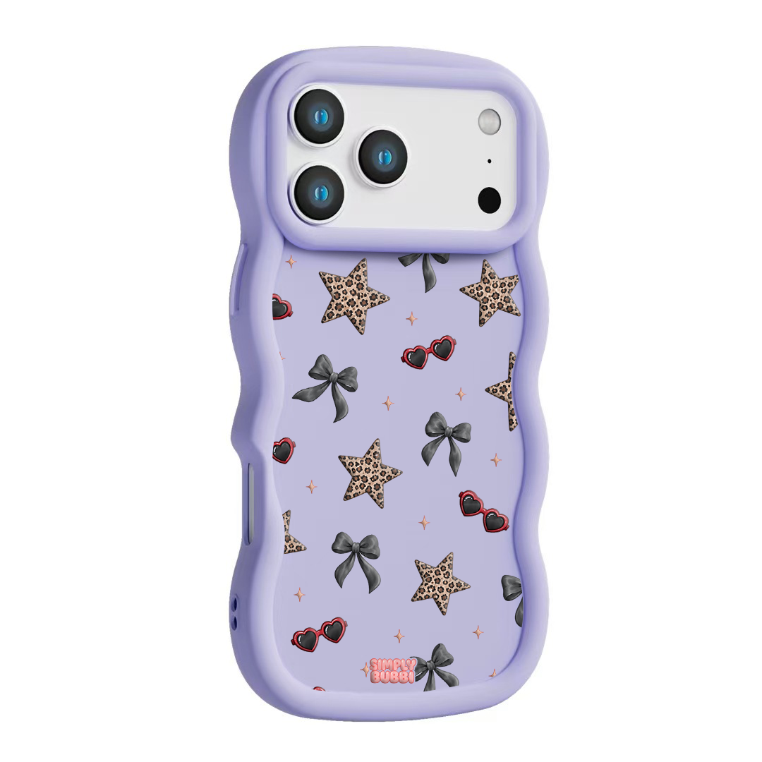 Leopard Star Bow Repeat Wavy iPhone Case – Lilac color