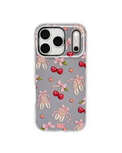 Cherry Ballet Coquette Repeat Pop iPhone Case – Gray