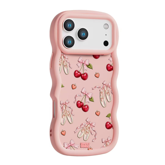 Cherry Ballet Coquette Repeat Wavy iPhone Case – Blush color