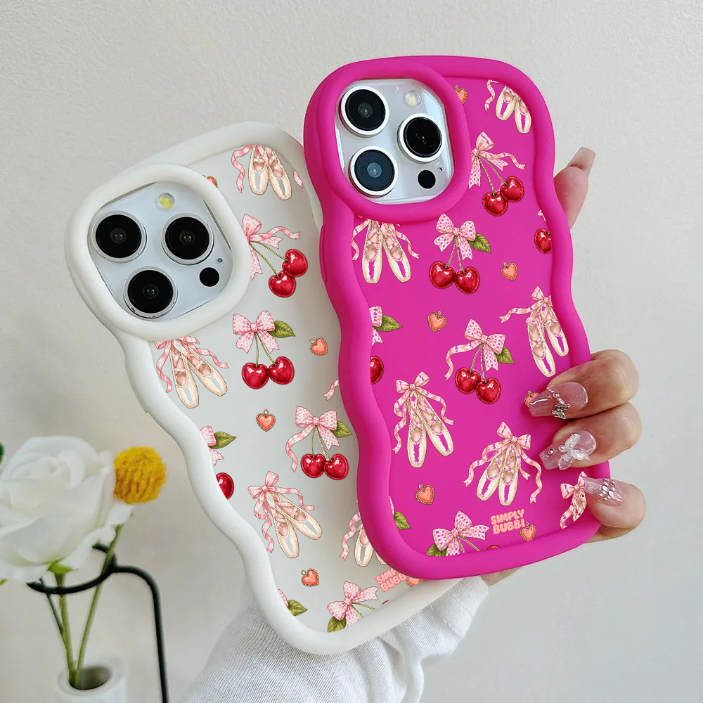 Cherry Ballet Coquette Repeat Wavy iPhone Case – product view 1