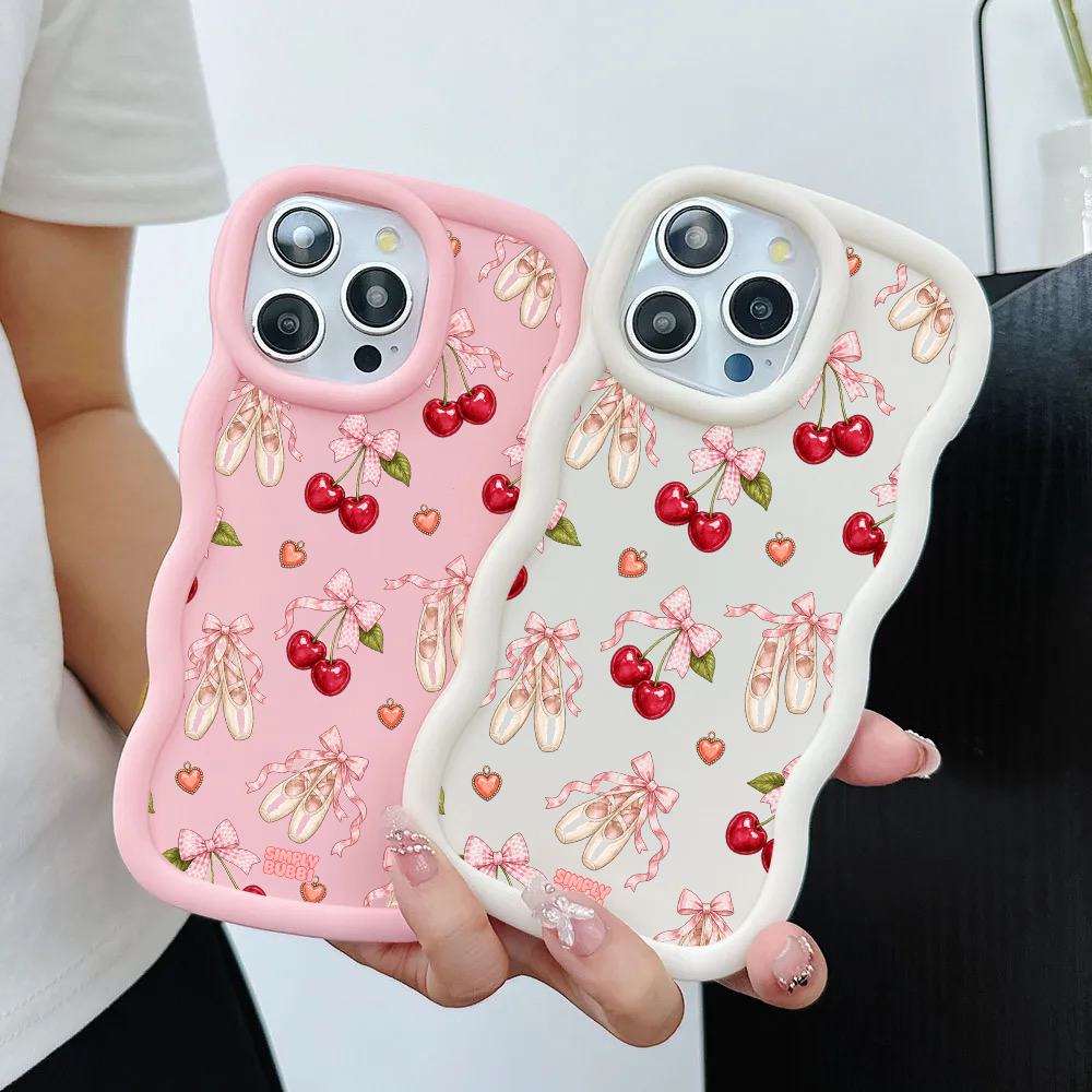 Cherry Ballet Coquette Repeat Wavy iPhone Case – product view 2