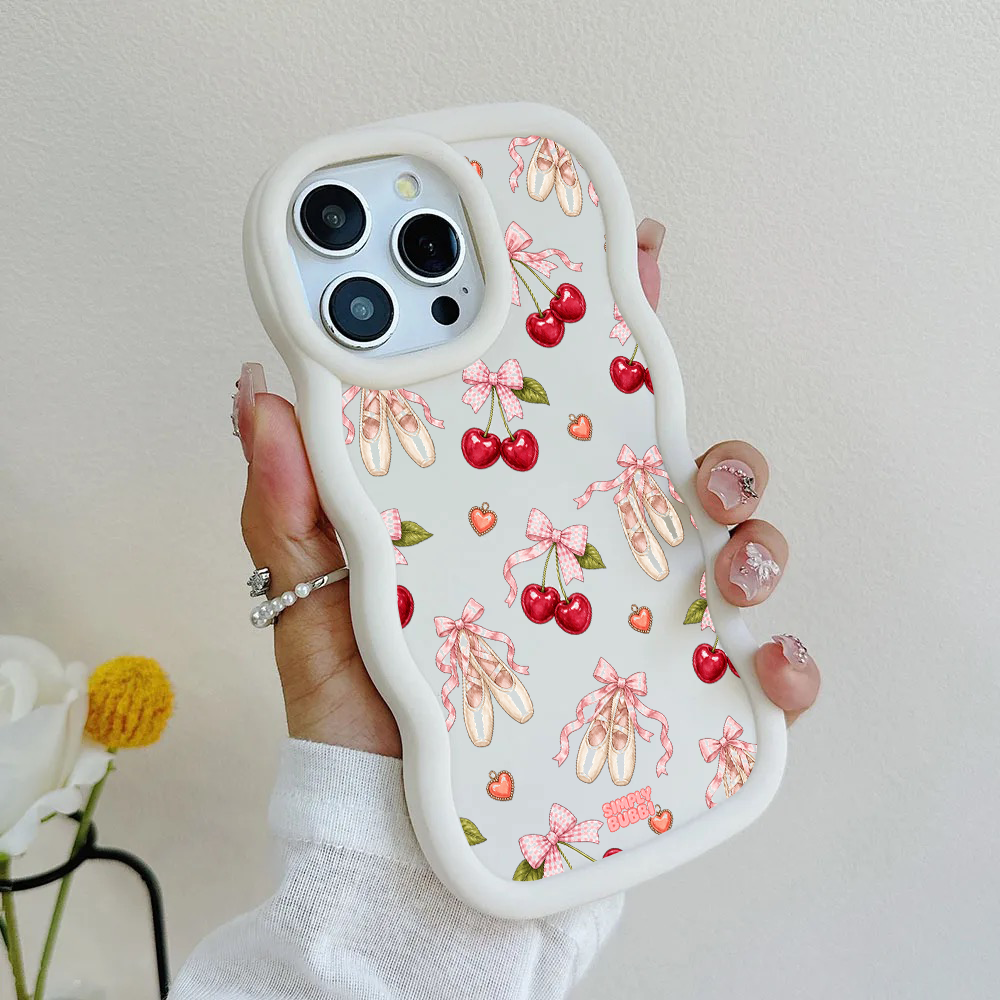 Cherry Ballet Coquette Repeat Wavy iPhone Case – product view 4