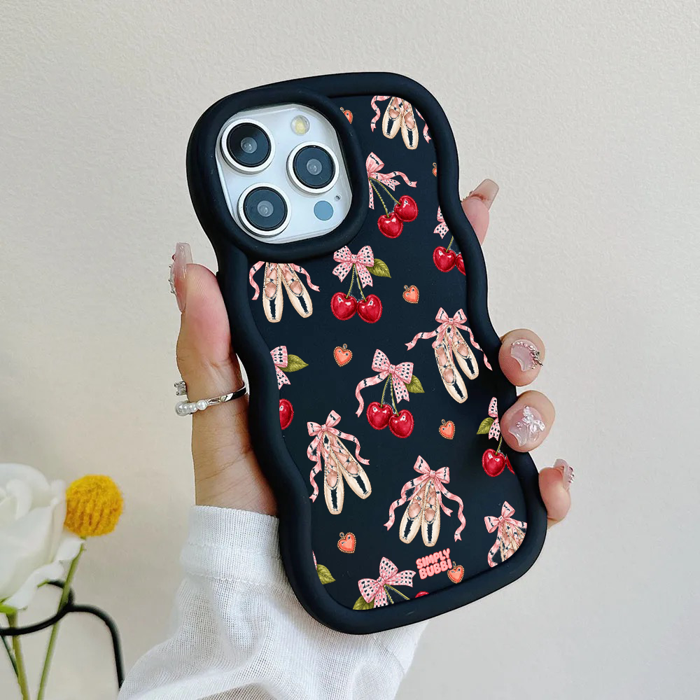 Cherry Ballet Coquette Repeat Wavy iPhone Case – product view 5