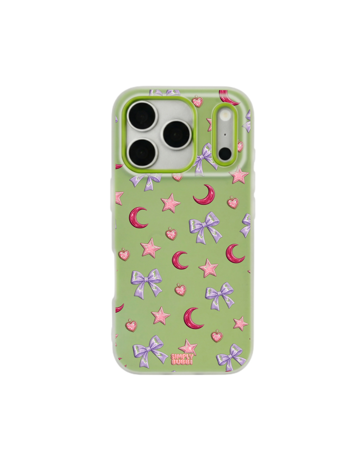 Lilac Celestial Bow Repeat Pop iPhone Case – Lime color