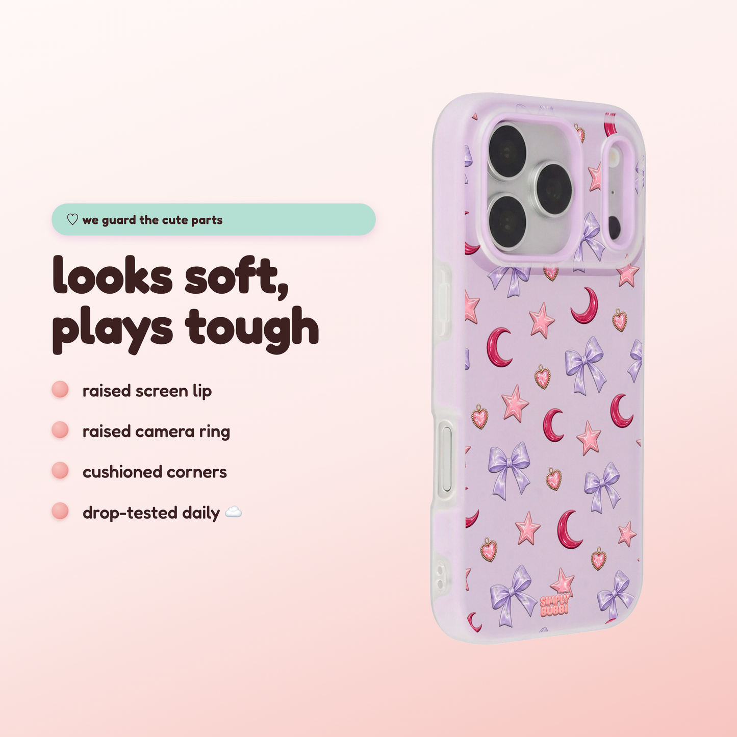 Lilac Celestial Bow Repeat Pop iPhone Case – product view 3