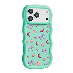 Lilac Celestial Bow Repeat Wavy iPhone Case – Mint