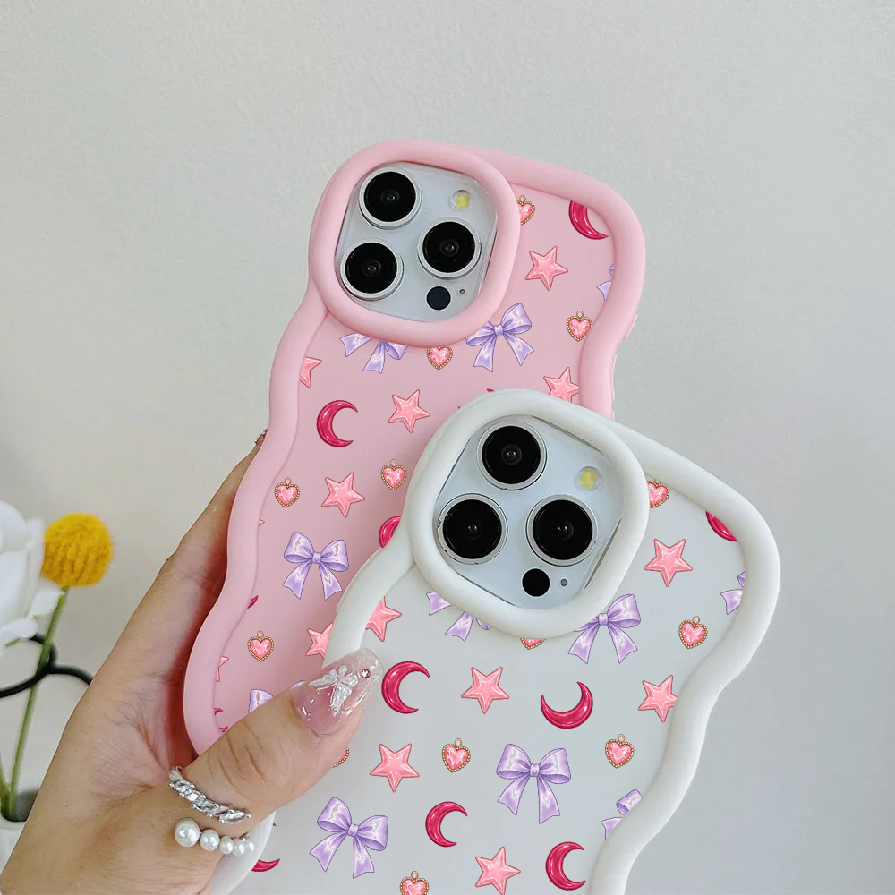 Lilac Celestial Bow Repeat Wavy iPhone Case – product view 3