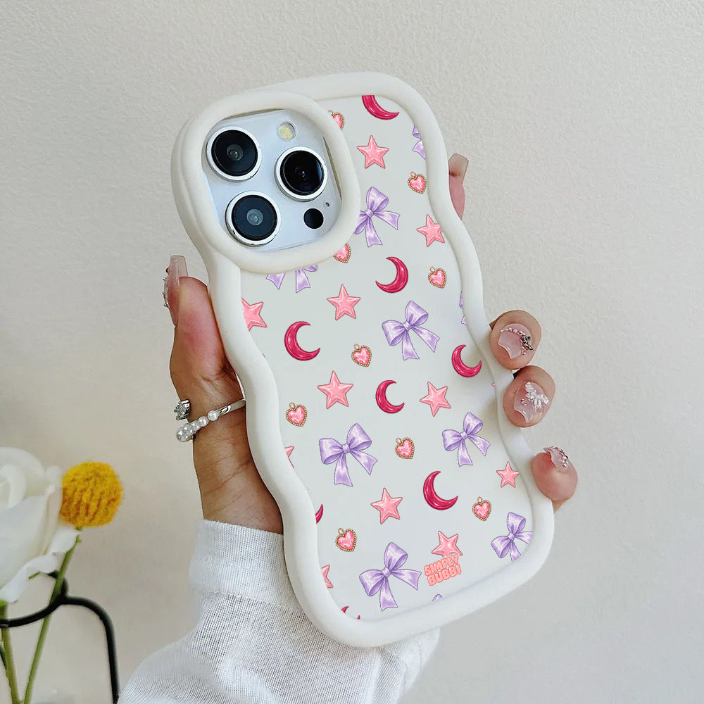 Lilac Celestial Bow Repeat Wavy iPhone Case – product view 4