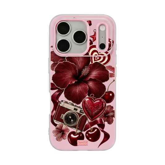 Oxblood Retro Collage Pop iPhone Case – Blush color