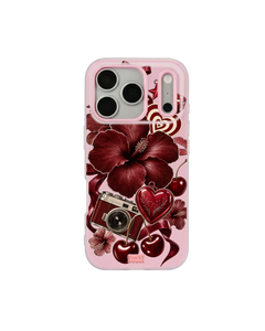 Oxblood Retro Collage Pop iPhone Case – Pink