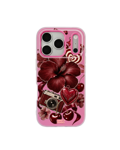 Oxblood Retro Collage Pop iPhone Case – Hot Pink