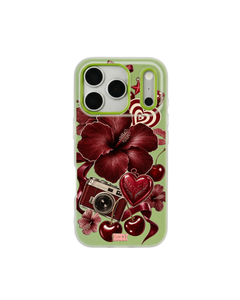 Oxblood Retro Collage Pop iPhone Case – Lime