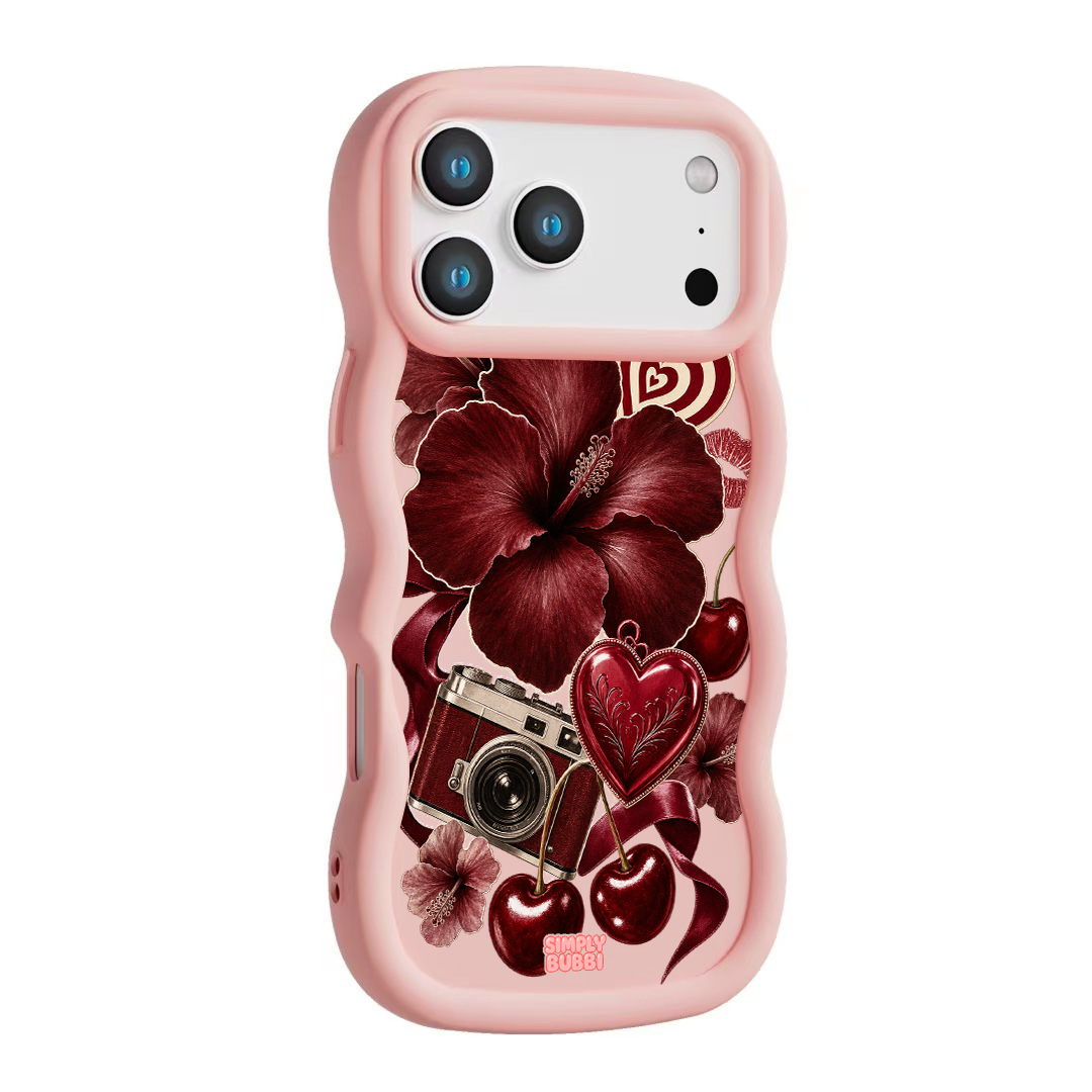 Oxblood Retro Collage Wavy iPhone Case – product view 9