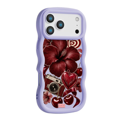 Oxblood Retro Collage Wavy iPhone Case – Lilac