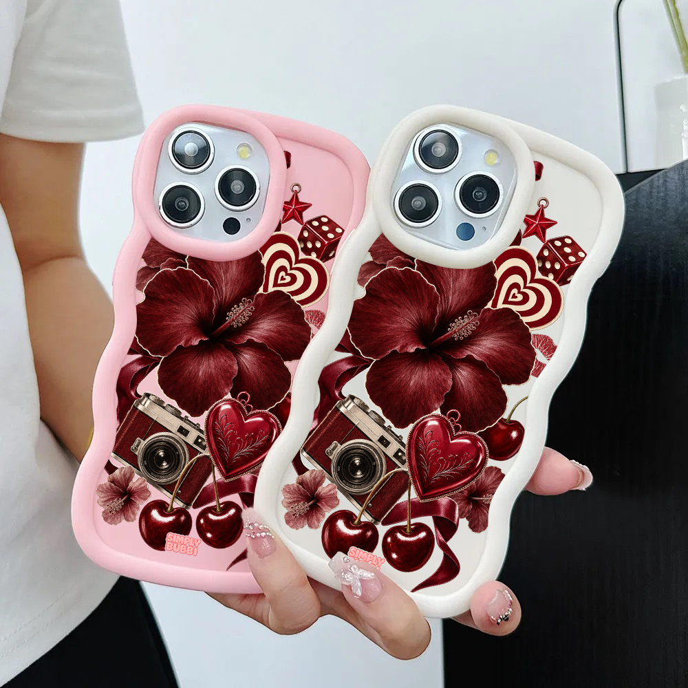 Oxblood Retro Collage Wavy iPhone Case – product view 2