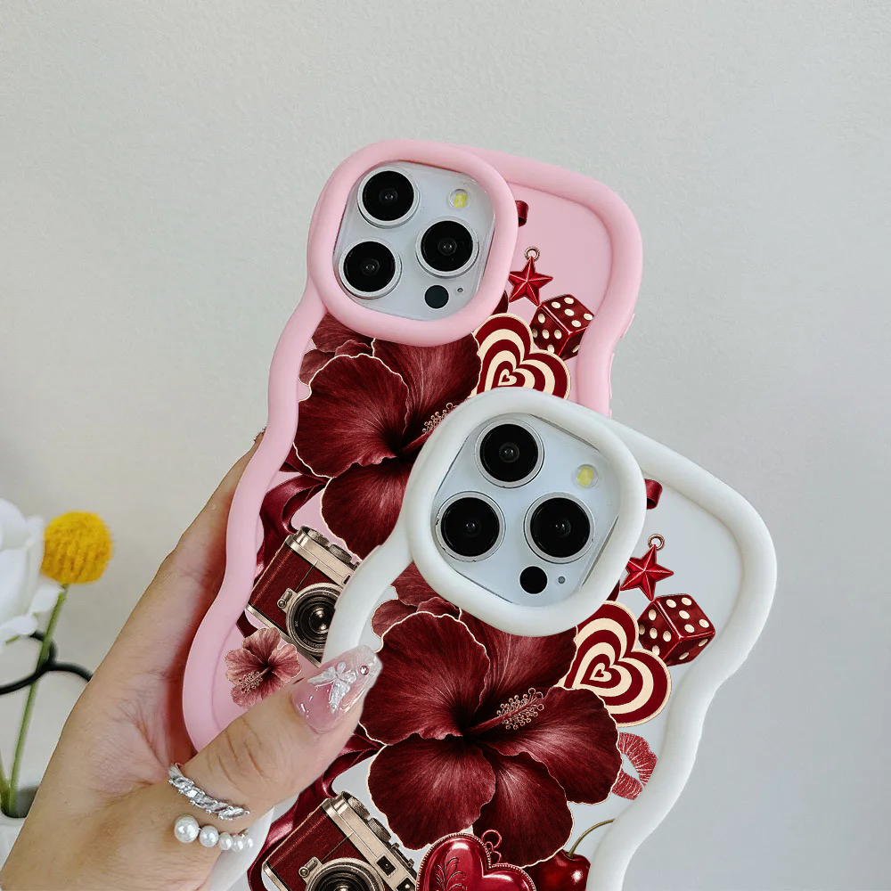Oxblood Retro Collage Wavy iPhone Case – product view 3