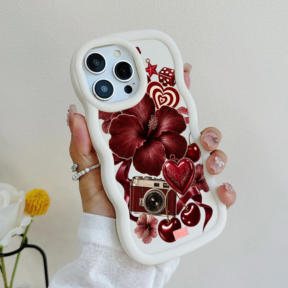 Oxblood Retro Collage Wavy iPhone Case – product view 4