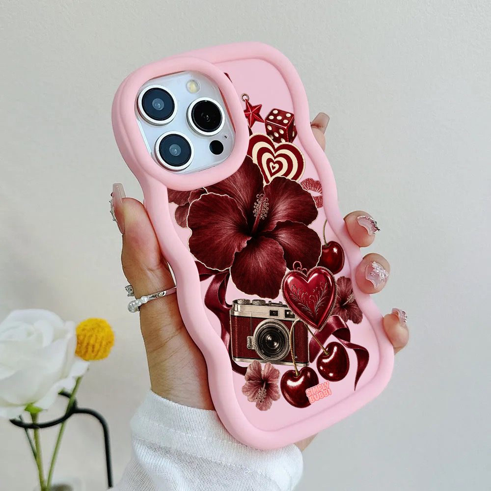 Oxblood Retro Collage Wavy iPhone Case – product view 6
