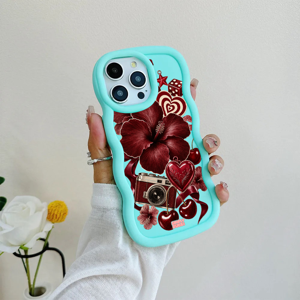 Oxblood Retro Collage Wavy iPhone Case – product view 7