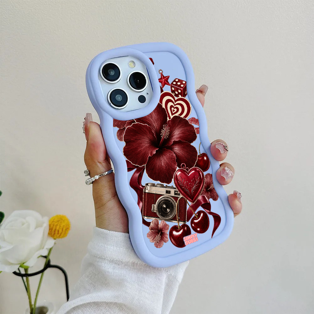 Oxblood Retro Collage Wavy iPhone Case – product view 8