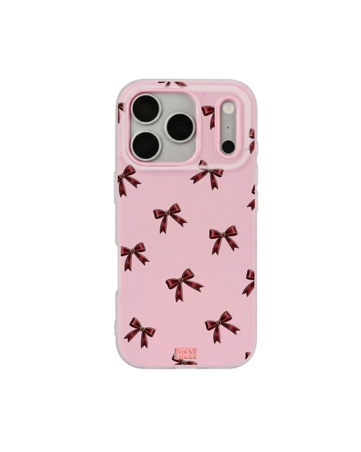 Oxblood Heart Bow Repeat Pop iPhone Case – Pink color