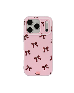 Oxblood Heart Bow Repeat Pop iPhone Case – Pink