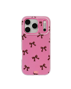 Oxblood Heart Bow Repeat Pop iPhone Case – Hot Pink